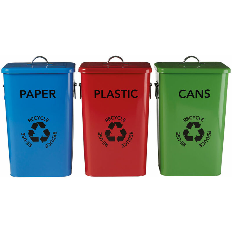 Premier Housewares - Set of 3 Recycle Logo Bins