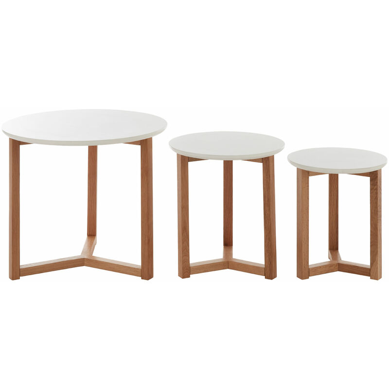 Premier Housewares Set of 3 Side Tables with White Tops