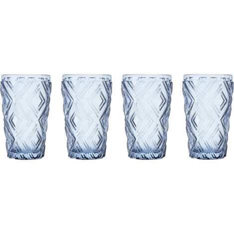 Premier Housewares Set of Four Fleur Blue Highball Glasses