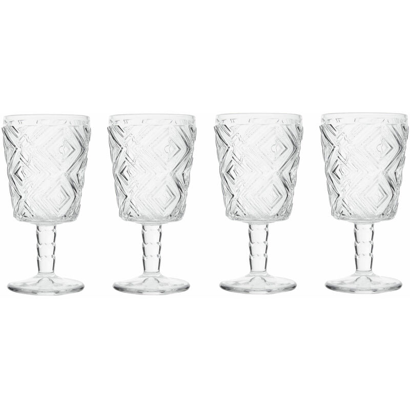 Set of Four Fleur Wine Glasses - Premier Housewares