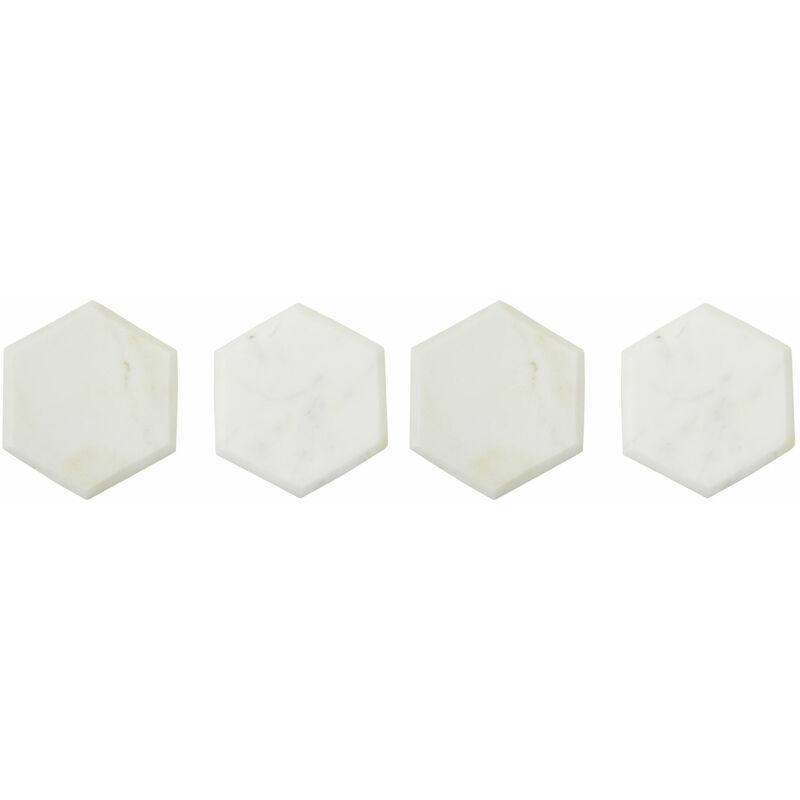 Set of Four White Marble Hexagonal Coasters - Premier Housewares