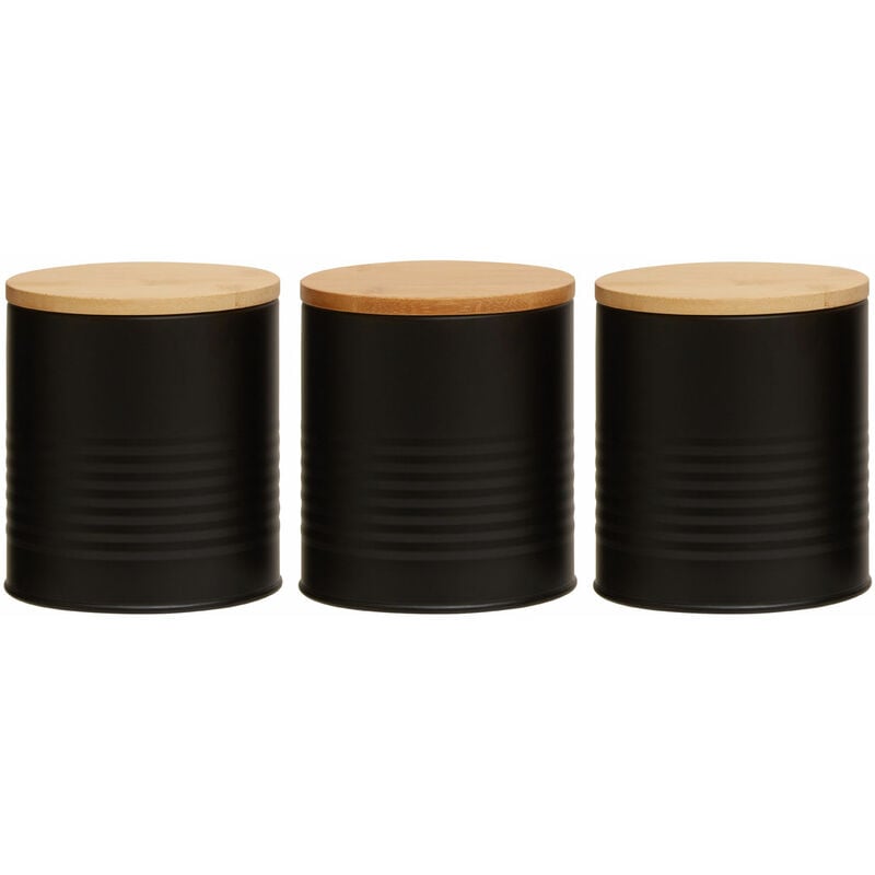 Set of three Alton Black Cannisters - Premier Housewares