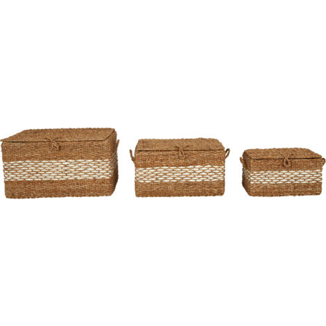 Premier Housewares Set of Three Seagrass Baskets with Lids