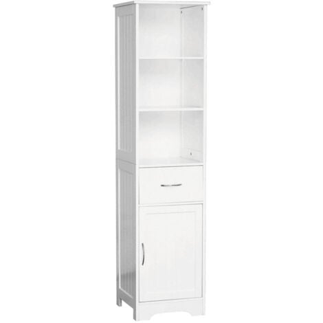 Premier Housewares Shelving Unit Wooden Storage Unit With 5 Compartments White Corner Shelves For Living Room Durable Storage Rack Books Corner Wall Shelf w38 x d40 x h160cm
