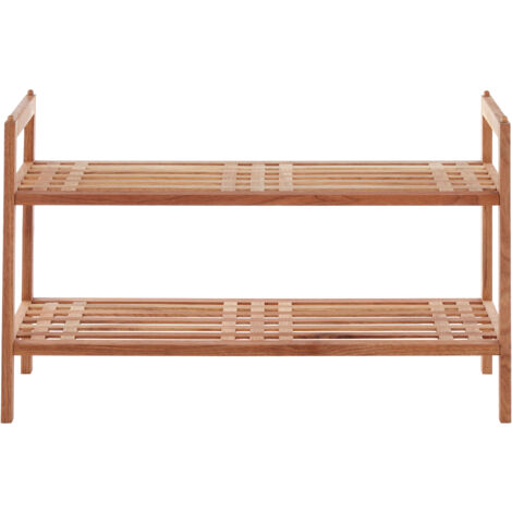 Premier Housewares Shoe Racks Storage Lightweight Two Tier Wooden Shoe Cabinet Natural Finish Shoes Rail / Shoe Rack Organiser Rack 26 x 40 x 69