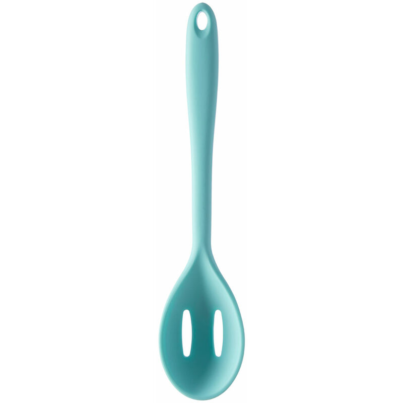 Premier Housewares Silicone Slotted Spoon Heat Resistant Spatula For Non Stick Pan Pastel Green with Tapered Handle 2 x 28 x 5