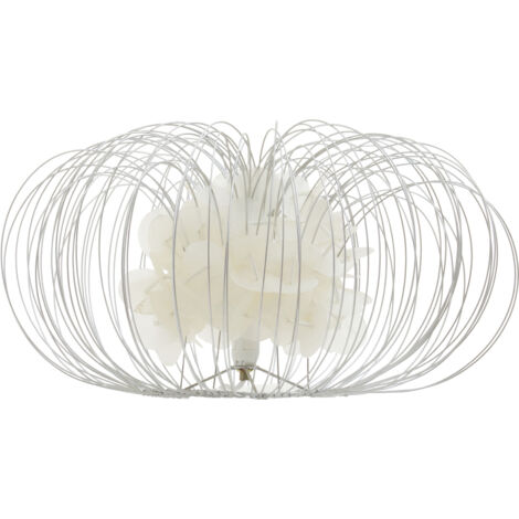 Premier Housewares Silver Wire White Table / Desk / Reading Lamp With Durable Metal Wire/ Chic Cream Discs/ Led Desk Lamps For Study / Bedroom / Hallways 47 x 24 x 47