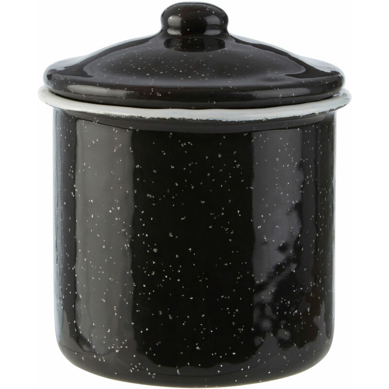 Small Canister Tea Coffee And Sugar Jar Basic Black Kitchen Storage Jar Perfect For Storing Spices Biscuits Ground Coffee 9 x 10 x 9 - Premier