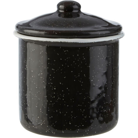 Premier Housewares Small Canister Tea Coffee And Sugar Jar Basic Black Kitchen Storage Jar Perfect For Storing Spices Biscuits Ground Coffee 9 x 10 x 9