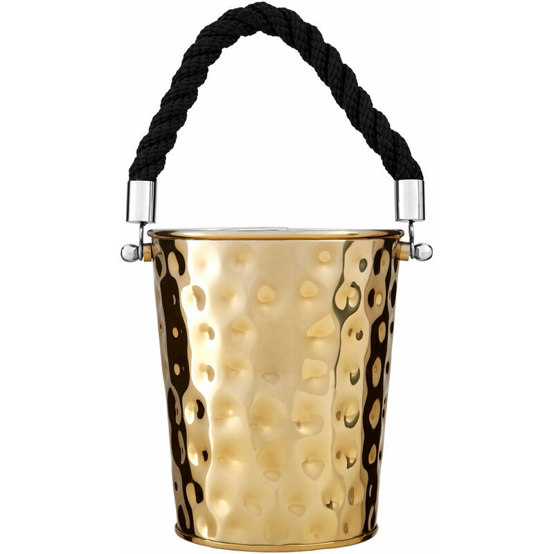 Premier Housewares Small Gold Finish Party Bucket/ Wine Cooler Ice Buckets For Chilling And Cooling Wine Modern And Stylish Gold Finish Rope Handle