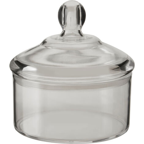 Premier Housewares Small Round Canister For Food Storage Transparent Airtight Jar With Round Lid / Jars Canister For Tea Coffee Sugar And Spices 14 x 14 x 14