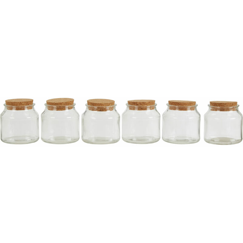 Premier Housewares - Small Round Clear Glass Jar With Renewable Cork Lid For Storage Multipurpose Stylish Lightweight Removable Lid W22 x D16 x H8cm.