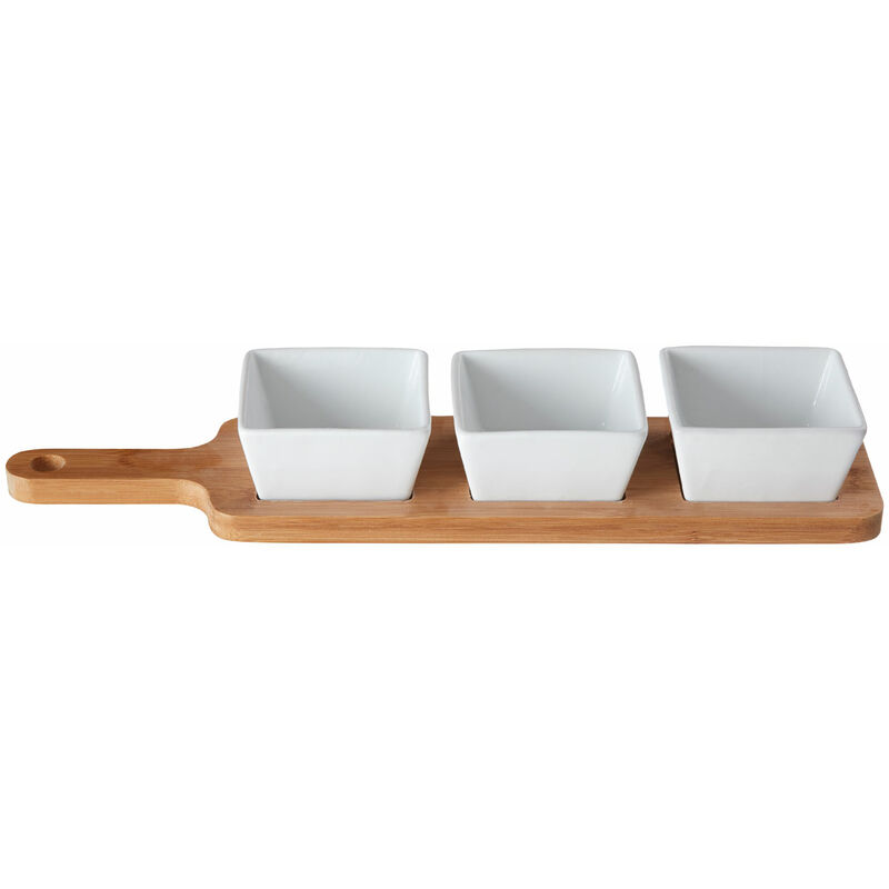 Soiree Serving Board with White Dishes - Premier Housewares