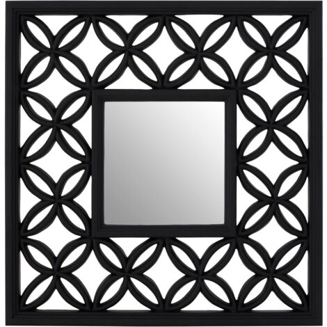 Premier Housewares Square Black Lattice Frame Wall Mirror