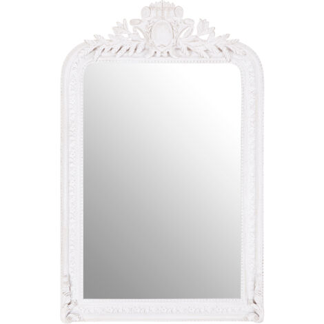 Premier Housewares Stone Grey Frame Wall Mirror Intricate Floral Border For Bedroom / Hallway / Living Room  Luxurious w80 x d9.5 x h125cm