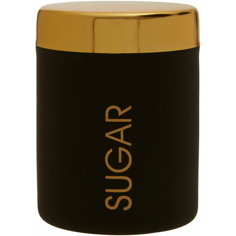 Sugar Canister / Black Storage Canister Food Storage Jars Gold Metallic Lid Sugar Lettering Black and Gold Kitchen Storage Jar 10 x 13 x 10 - Premier