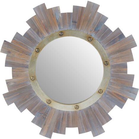 Premier Housewares Sunburst Wooden Wall Mirror with Nail head