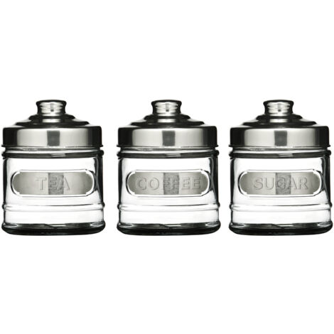 Premier Housewares Tea Coffee and Sugar Aluminium Lid Jar Set