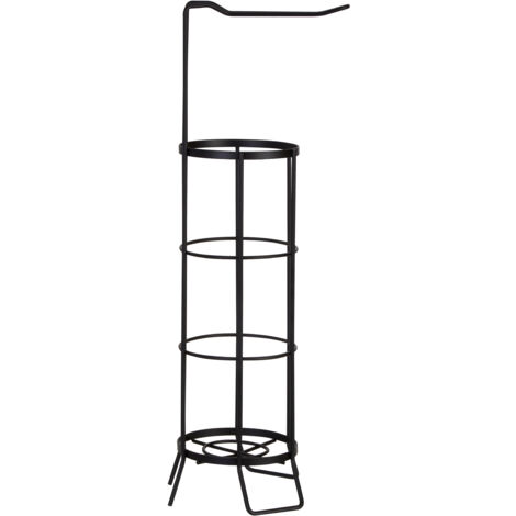 Premier Housewares Toilet Roll Holder/ Black Metal Stand / High Quality Stainless/ W21 X D20 X H62cm