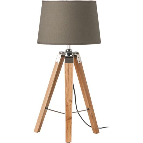 Premier Housewares Tripod Table Lamp with Light Wood Base