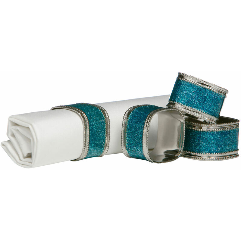 Turquoise Glitter Napkin Rings - Set of 4 - Premier Housewares