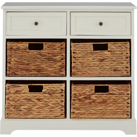 Premier Housewares Vermont Ivory 2 Drawer 4 Baskets Cabinet