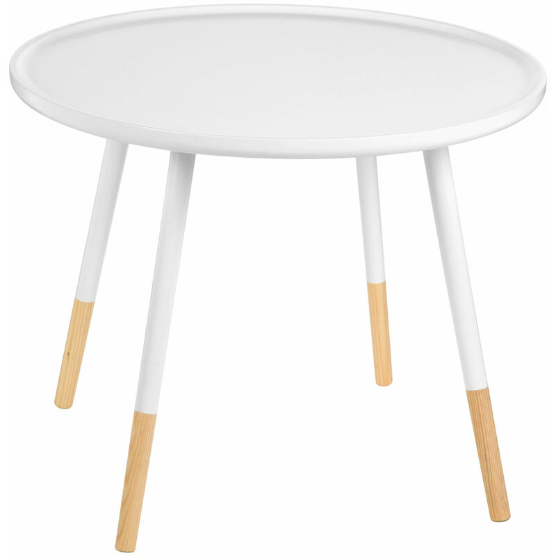 Viborg White and Natural Round Side Table - Premier Housewares
