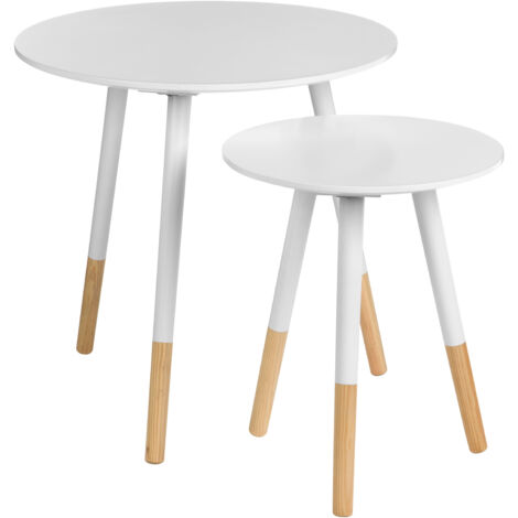 main image of "Premier Housewares Viborg White Round Side Tables - Set of 2"