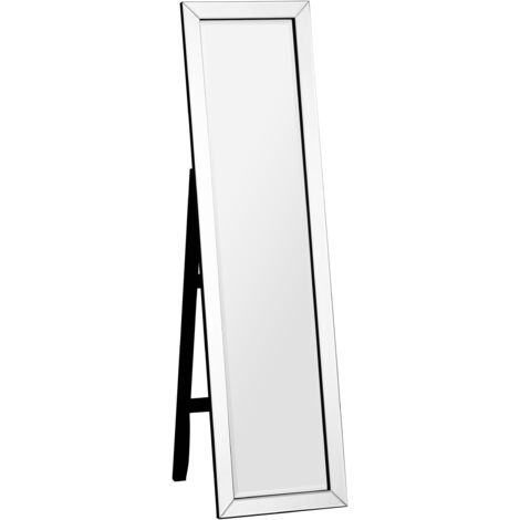 Premier Housewares Vintage Floor Standing White Chic Mirror Rounded And Bevelled Design Floor Mirrors For Bedroom Hallways And Living Room 150 x 5 x 40