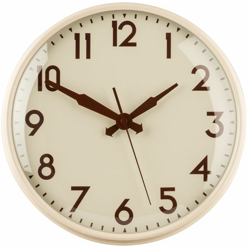 Premier Housewares - Wall Clock Cream Finish Frame Clocks For Living Room / Bedroom / Contemporary Style Round Shaped Design Metal Clocks For