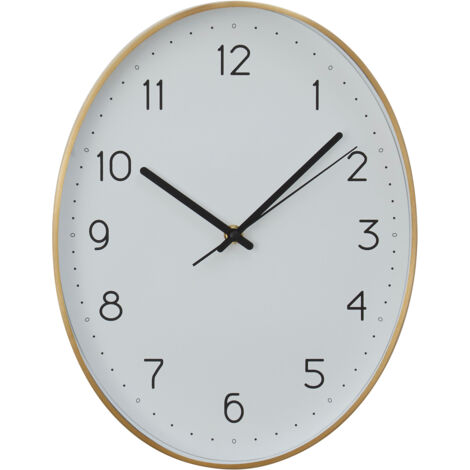Premier Housewares Wall Clock Gold / Black Finish Frame Clocks For Living Room / Bedroom / Contemporary Style Oval Shaped Design Metal Clocks For Hallways 4 x 35 x 27