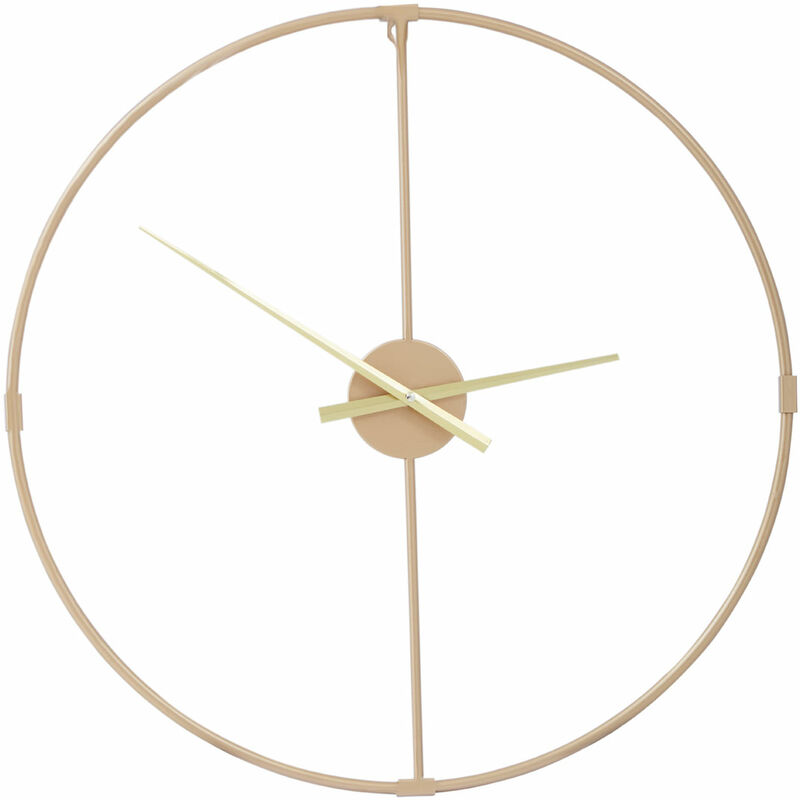 Premier Housewares - Wall Clock Gold Frame / Gold Finish Frame Clocks For Living Room / Bedroom / Contemporary Style Round Shaped Design Metal Clocks