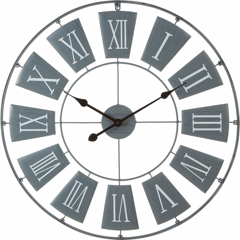 Premier Housewares Wall Clock Grey / Black Finish Frame Clocks For Living Room / Bedroom / Contemporary Style Round Shaped Design Metal Clocks For
