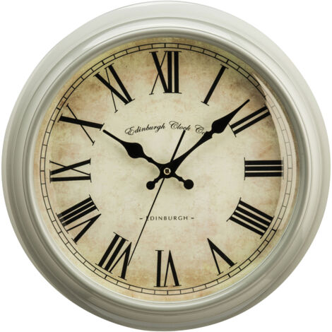 Premier Housewares Wall Clock Grey / Black Finish Frame Clocks For Living Room / Bedroom / Contemporary Style Round Shaped Design Plastic Clocks For Hallways 8 x 36 x 36