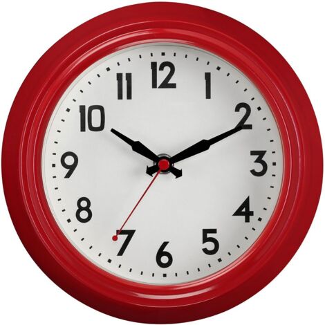 Premier Housewares Wall Clock Red / Black Finish Frame Clocks For Living Room / Bedroom / Contemporary Style Round Shaped Design Metal Clocks For Hallways 8 x 22 x 22