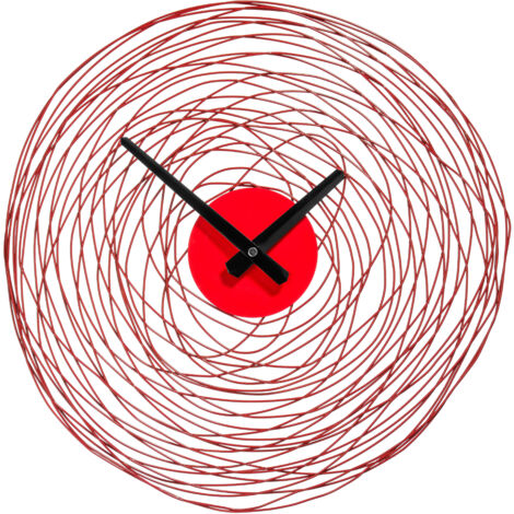 Premier Housewares Wall Clock Red Swirl Metal Frame Clocks For Living Room / Bedroom / Contemporary Style Round Shaped Design Plastic Clocks For Hallways 5 x 38 x 38