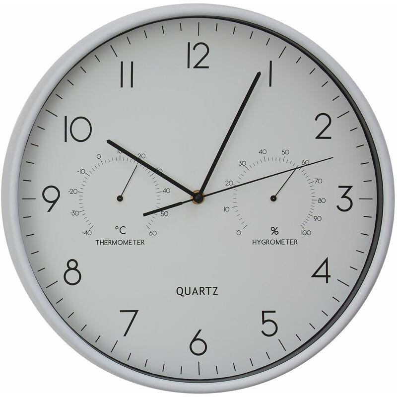Premier Housewares - Wall Clock White / Black Finish Frame Clocks For Living Room / Bedroom / Contemporary Style Metal Clocks For Hallways With