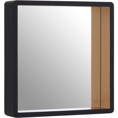 Premier Housewares Wall Mirror Bathroom / Bedroom / Hallway Wall Mounted Mirrors Medium Black Wall Mirror With Gold Edge / Glass Mirrors For Living Room 8 x 44 x 44