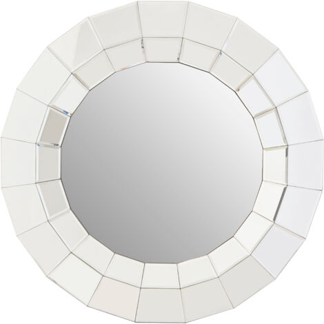 Premier Housewares Wall Mirror Bathroom / Bedroom / Hallway Wall Mounted Mirrors With Hooks And Silver Hues / Glass Mirrors For Living Room 3 x 80 x 80