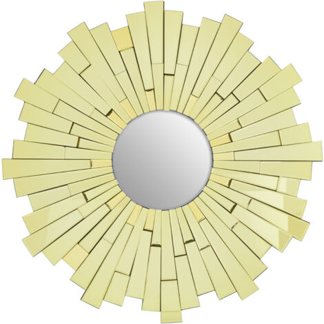 Premier Housewares Wall Mirror Bathroom / Bedroom / Hallway Wall Mounted Mirrors With Matte Gold Finish / Minimalistic Round Mirrors For Living Room 4 x 102 x 102