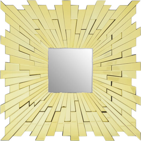 Premier Housewares Wall Mirror Bathroom / Bedroom / Hallway Wall Mounted Mirrors With Matte Gold Finish / Minimalistic Square Mirrors For Living Room 1 x 90 x 90
