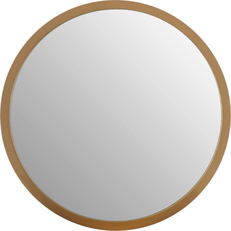 Premier Housewares Wall Mirror Bathroom / Bedroom / Hallway Wall Mounted Small Gold Mirrors / Round Minimalistic Mirrors For Living Room 4 x 34 x 34