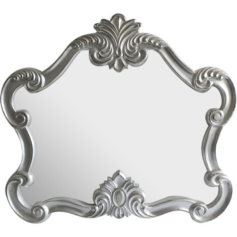 Premier Housewares Wall Mirror/ Classic Mirrors For Bathroom / Bedroom / Garden Walls Fancy Wall Mounted Mirrors For Hallway With Metallic Silver Decorative Frame Finish W109 X D5 X H97cm.