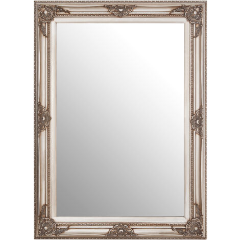 Premier Housewares Wall Mirror / Mirrors For Garden / Bathroom / Living Room Antique Effect Rectangular Frame / Grey Finish Wall Mounted Mirrors 83 X 5 X 113