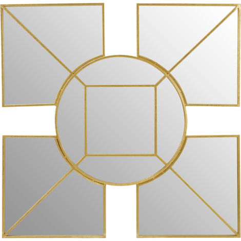 Premier Housewares Wall Mirror / Mirrors For Garden / Bathroom / Living Room Golden Effect Abstract Frame / Faux Gold Foil Finish Wall Mounted Mirrors 108 x 7 x 107