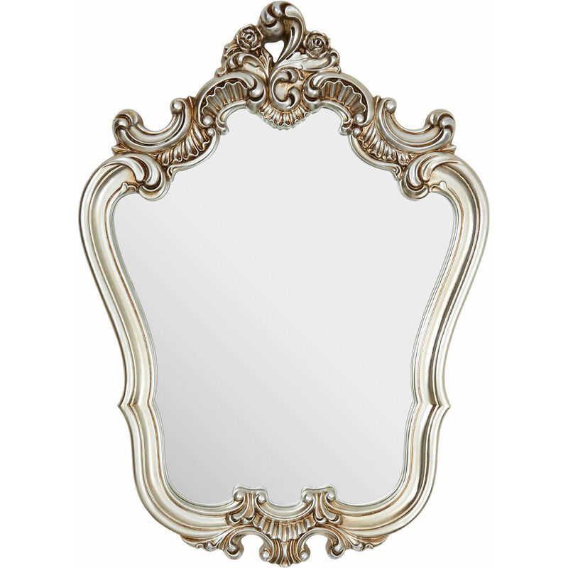 Premier Housewares - Wall Mirror / Mirrors For Garden / Bathroom / Living Room With Carving Decorative Frame / Champagne Finish Wall Mounted Mirrors