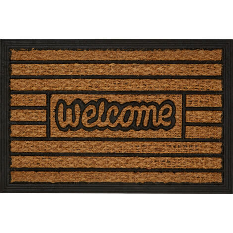 Premier Housewares Welcome Design Door Mat Non Slip Floor Mat Indoor And Outdoor Welcome Mat With Robust Coir For Door Entrances House Entryway Kitchen Outside Porch And More 60 x 40 x 1