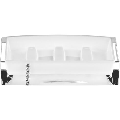 Premier Housewares White Acrylic and Crystal Soap Dish