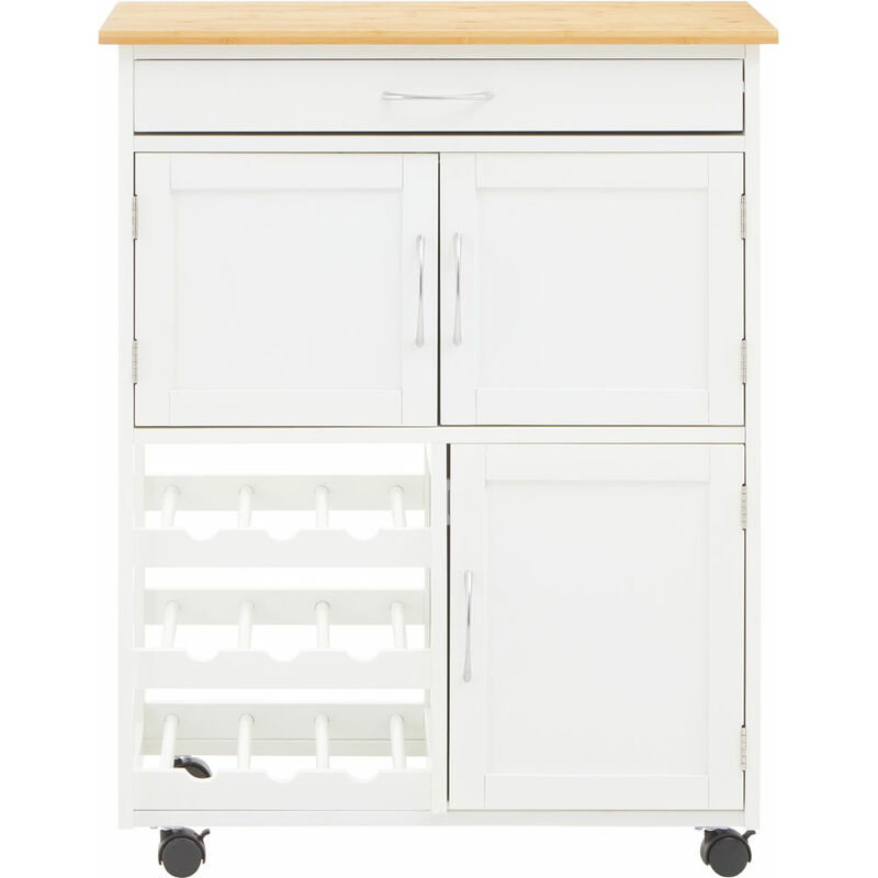 White and Bamboo Top Kitchen Trolley - Premier Housewares