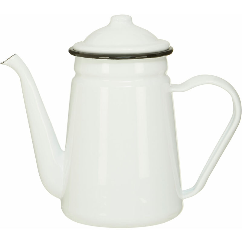 Premier Housewares White Coffee Pot White Fancy Pot White Curved Handle And Gooseneck Shaped Mouth For Minimal Spillage Coffee and Tea Pot 1.0 Litre